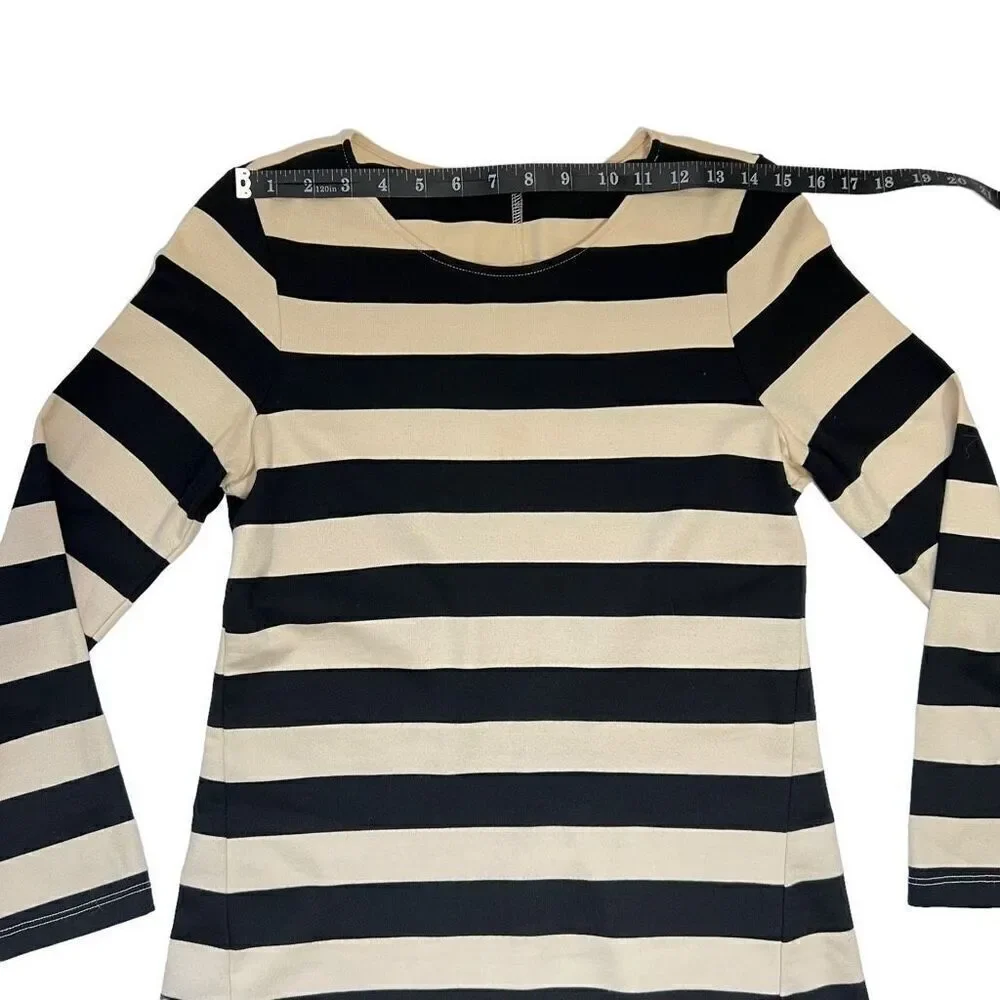 Theory Small Onita Dress 3/4 Sleeves Cream and Black Striped Dress Size  S/P - Picture 11 of 13
